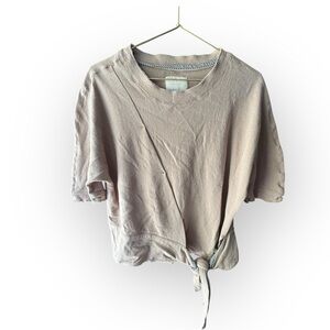 All:Row Casual Beige Wrap Top Tshirt